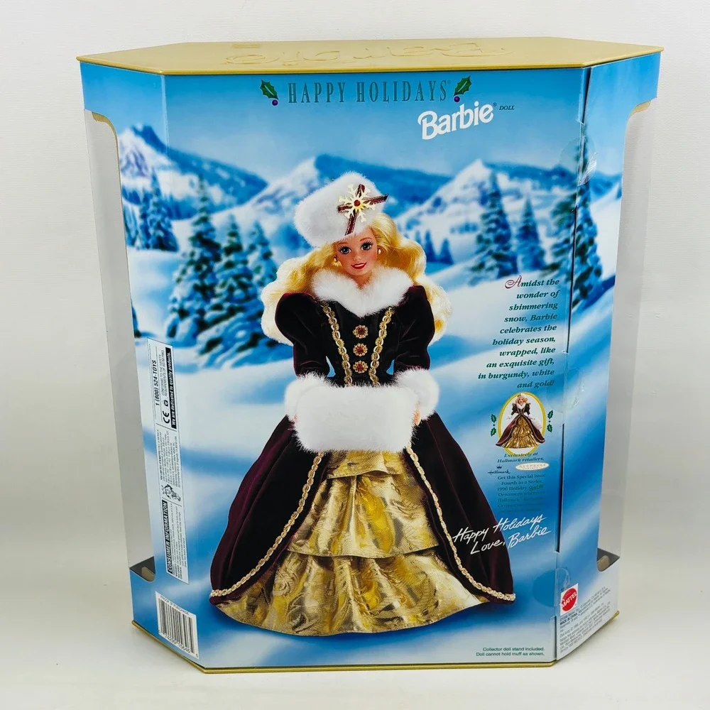 Happy Holidays Barbie 1996 Special Edition Burgundy Gold Gown Mattel‎ 15646 NIB